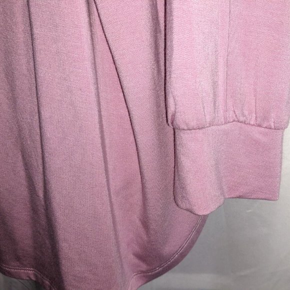 Plus Sz 3X Pink Sweater Sweatshirt Cut Out at Neckline Rounded Hem - Picture 5 of 7